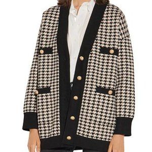 Sandro Dane Oversized Houndstooth Cardigan